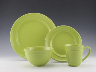 16pc Stoneware embossed solid color dinnerware