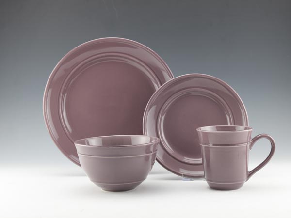 16pc Stoneware embossed solid color dinnerware