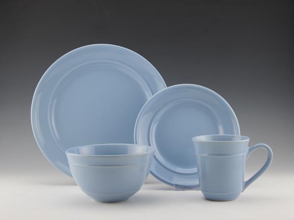 16pc Stoneware embossed solid color dinnerware