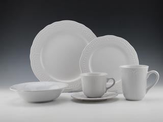 16pc/20pc Stoneware embossed solid color dinnerware