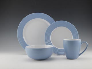 16pc Stoneware embossed two tone dinnerware HS13027